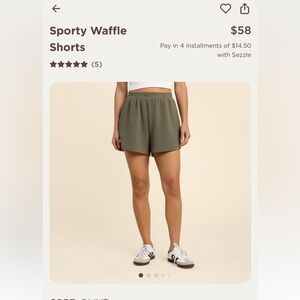 Nuuds size M sporty waffle shorts Olive new in bag never worn